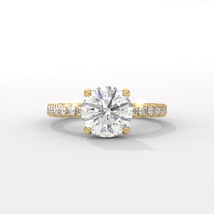 1.50-2.50CT Round Cut Lab Grown Diamond Pave Setting Engagement Ring