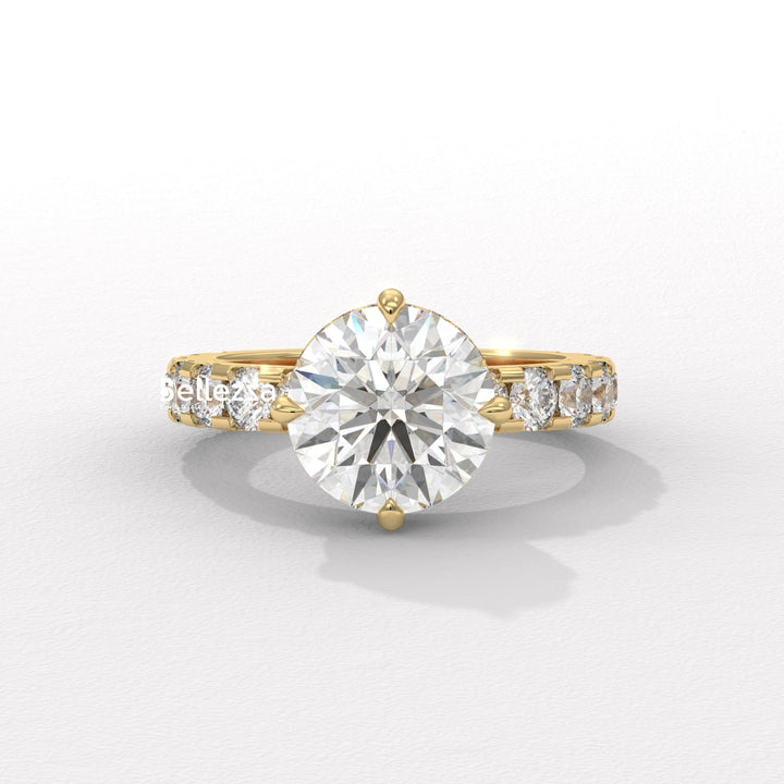 2.0-3.0CT Round Diamond Hidden Halo Pave Setting Lab Grown Engagement Ring