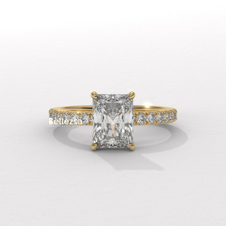 1.50-2.50CT Radiant Cut Hidden Halo Lab Grown Engagement Ring