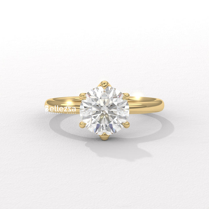 1.0-2.0CT Round Diamond Solitaire Lab Grown Engagement Ring