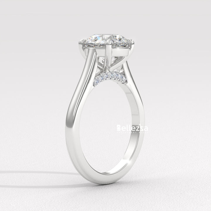 1.0-2.0CT Round Cut Hidden Diamond Lab Grown Engagement Ring
