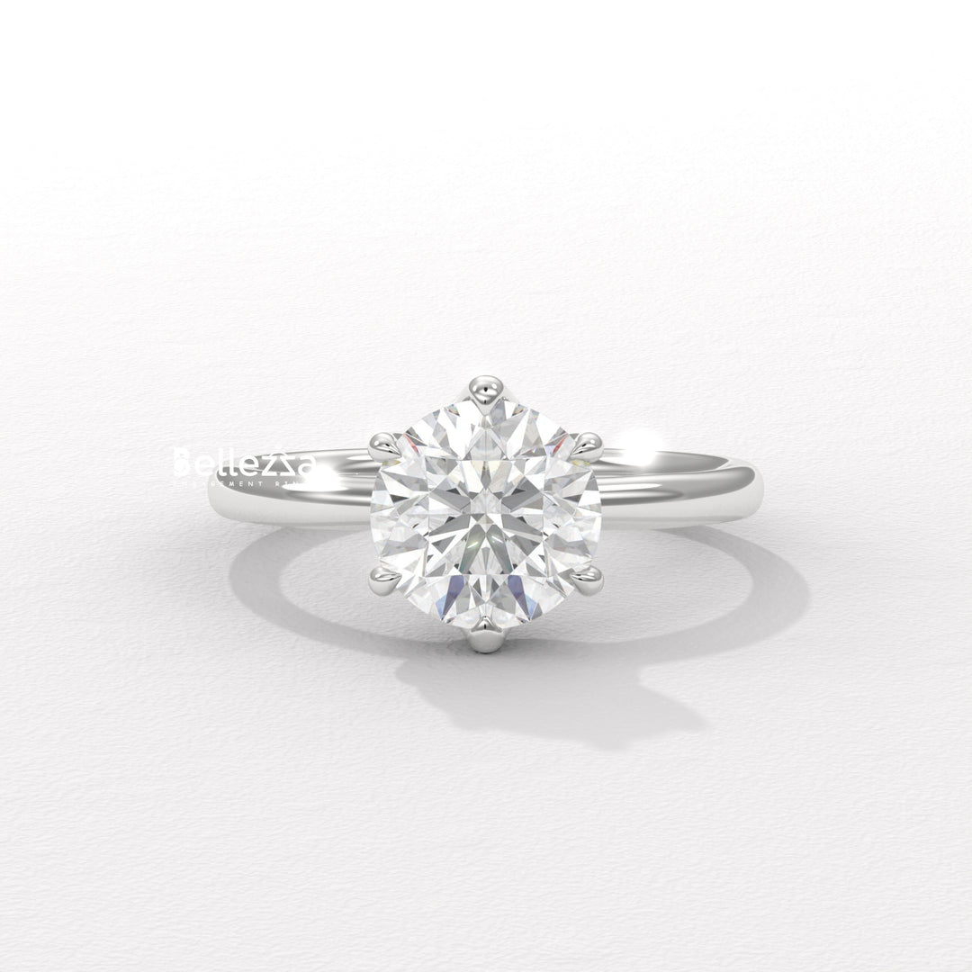 1.0-2.0CT Round Diamond Solitaire Lab Grown Engagement Ring