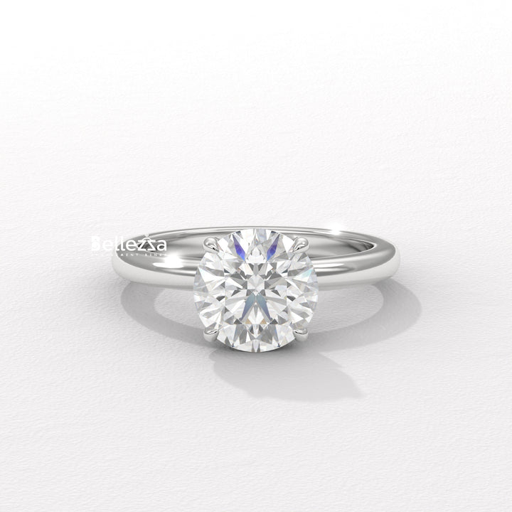 1.50-2.50CT Round Cut Hidden Diamond Lab Grown Engagement Ring