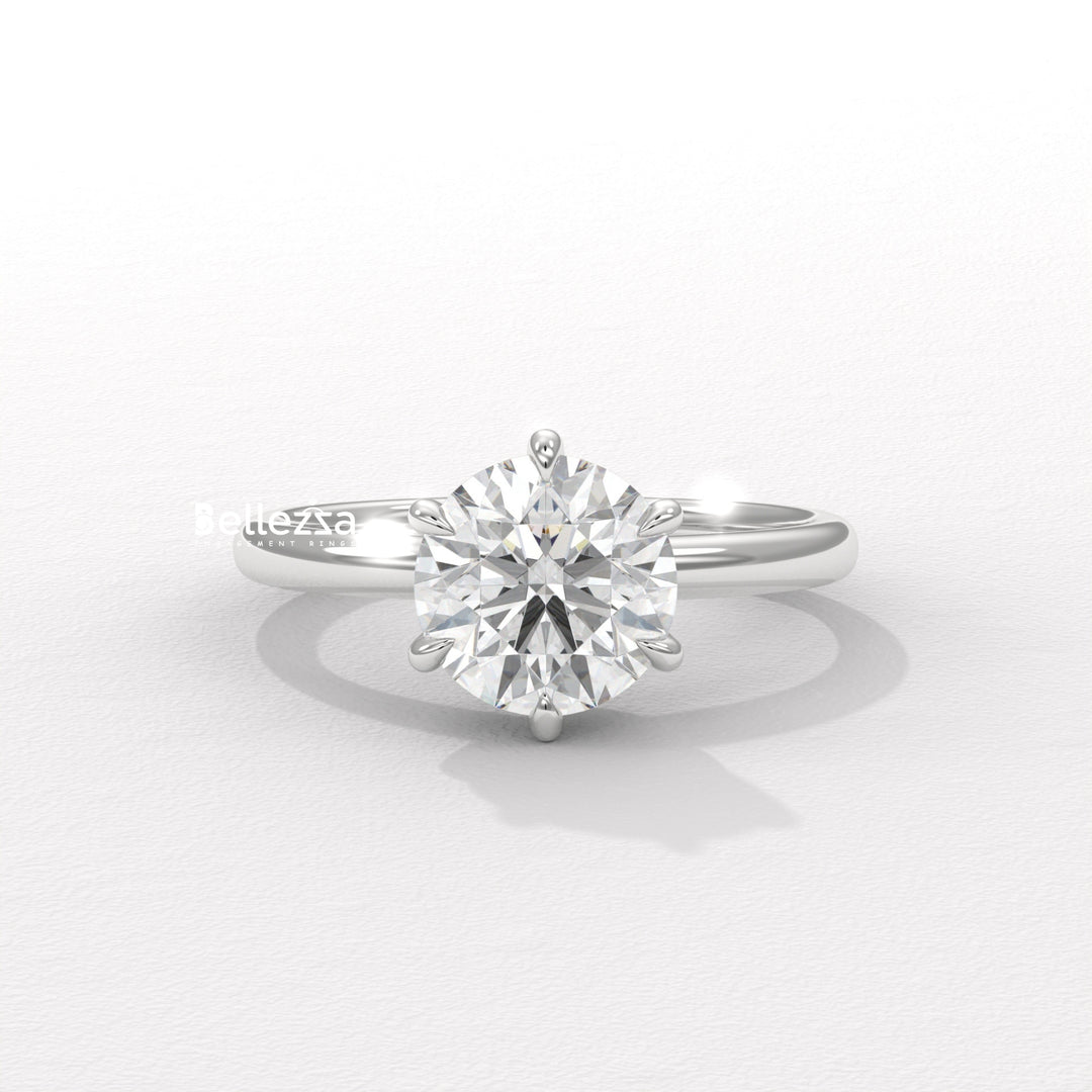 1.0-2.0CT Round Diamond Solitaire Setting Lab Grown Engagement Ring