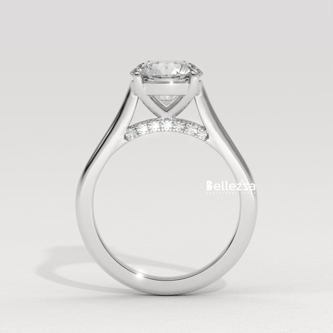 1.0-2.0CT Round Cut Hidden Diamond Lab Grown Engagement Ring