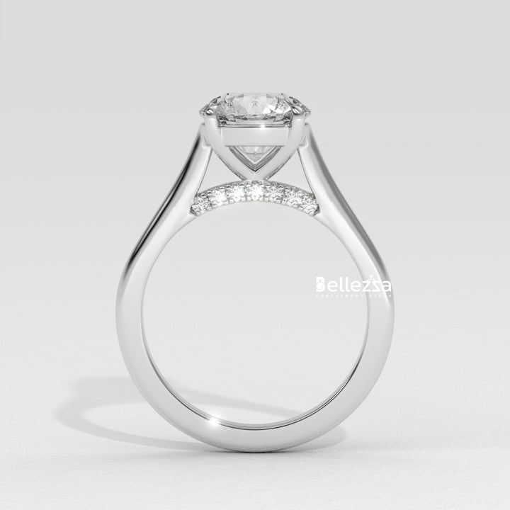 1.0-2.0CT Round Cut Hidden Diamond Lab Grown Engagement Ring