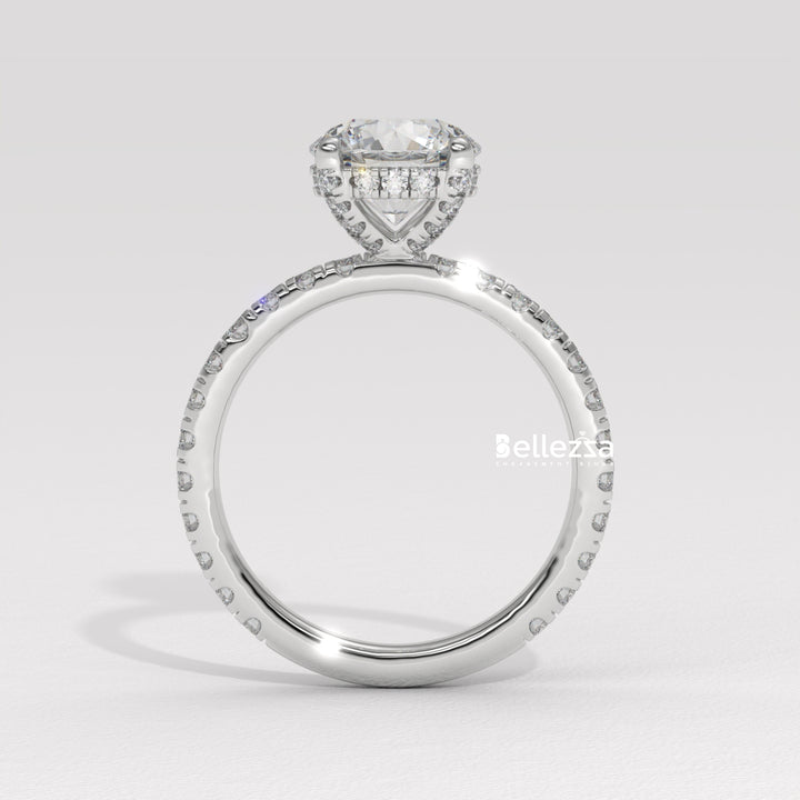 1.50-2.50CT Round Cut Lab Grown Diamond Pave Setting Engagement Ring