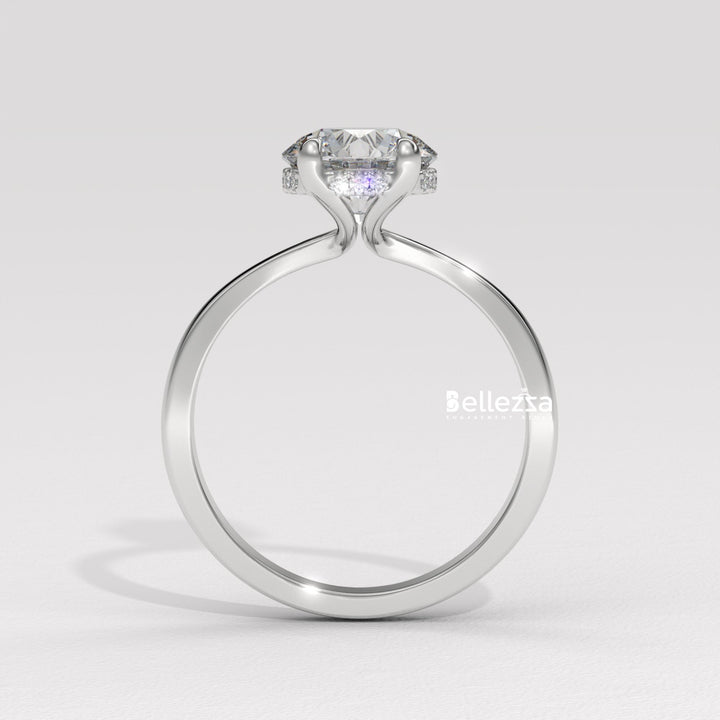 1.0-2.0CT Round Cut Hidden Halo CVD Diamond Engagement Ring