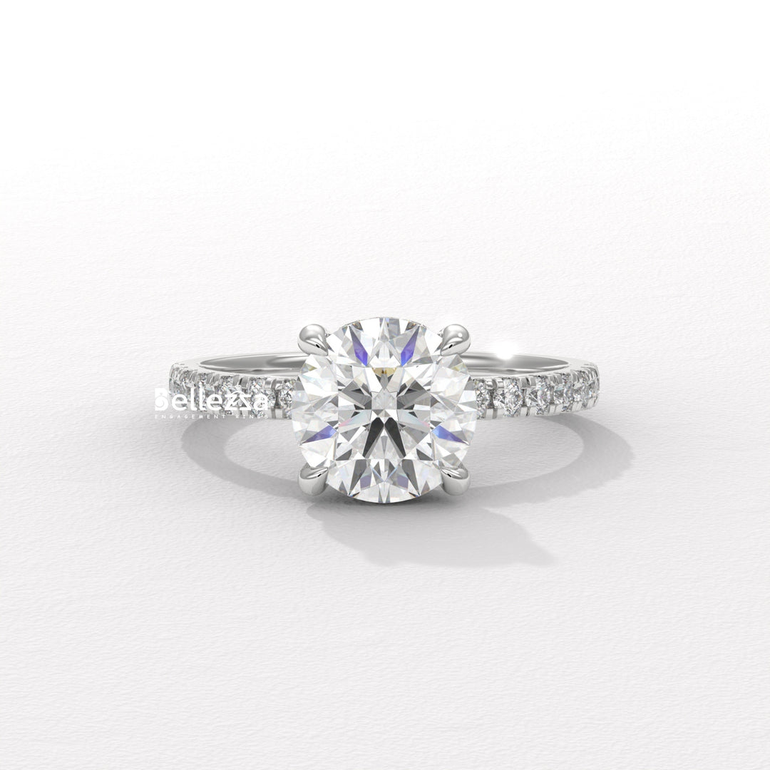 1.50-2.50CT Round Diamond Hidden Halo Pave Setting Lab Grown Ring