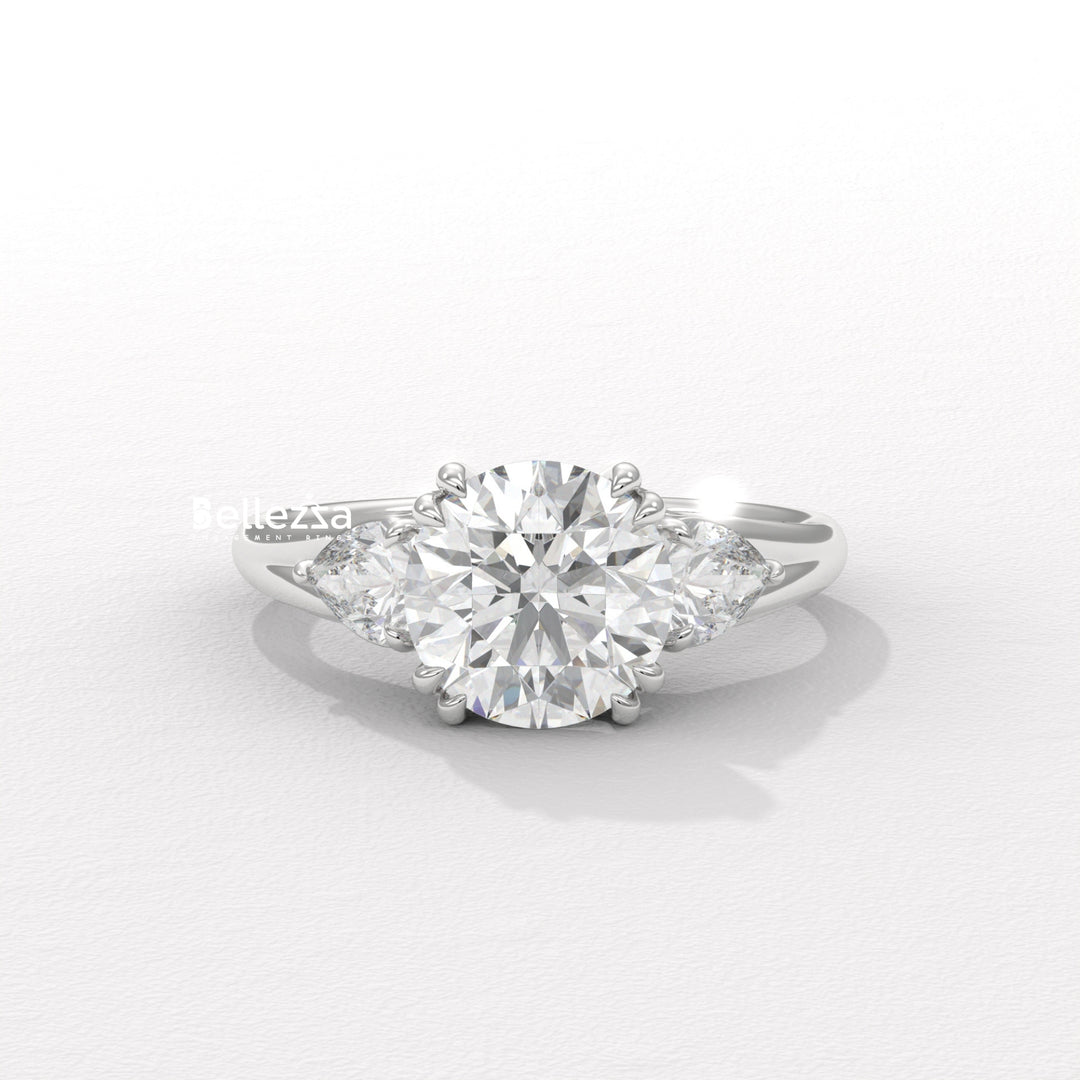 2.0-3.0CT Round Diamond Three Stone Lab Grown Engagement Ring