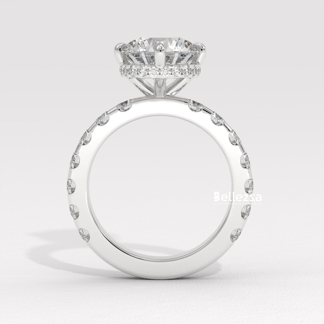 2.0-3.0CT Round Diamond Hidden Halo Pave Setting Lab Grown Engagement Ring