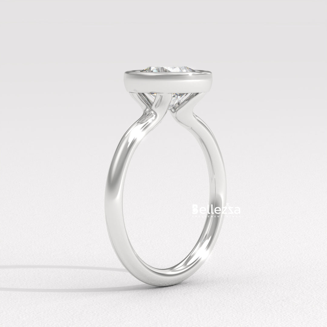 1.50-2.50CT Round Diamond Bezel Setting Lab Grown Engagement Ring
