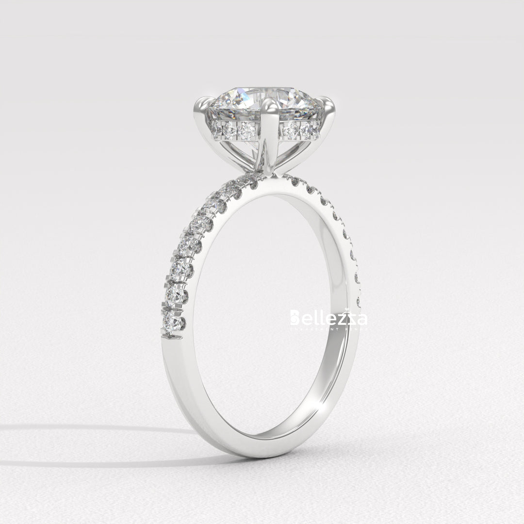 1.50-2.50CT Round Diamond Hidden Halo Pave Setting Lab Grown Ring