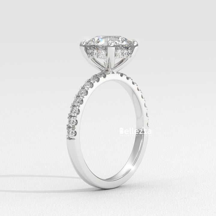 1.50-2.50CT Round Diamond Hidden Halo Pave Setting Lab Grown Ring