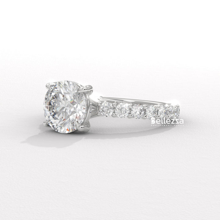 1.50-2.50CT Round Cut Pave Setting Lab Grown Engagement Ring