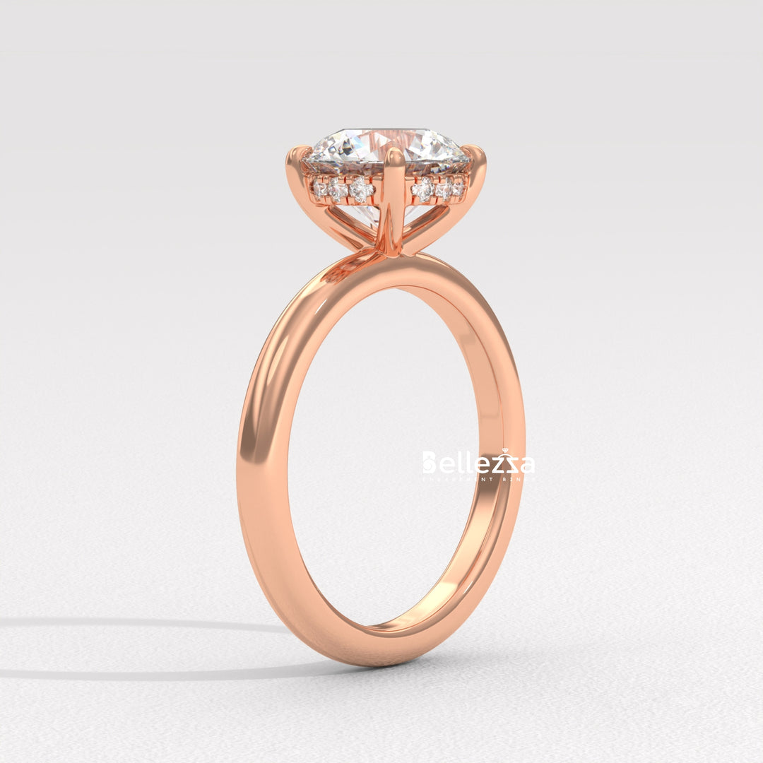 1.0-2.0CT Round Cut Hidden Halo Lab Grown Engagement Ring