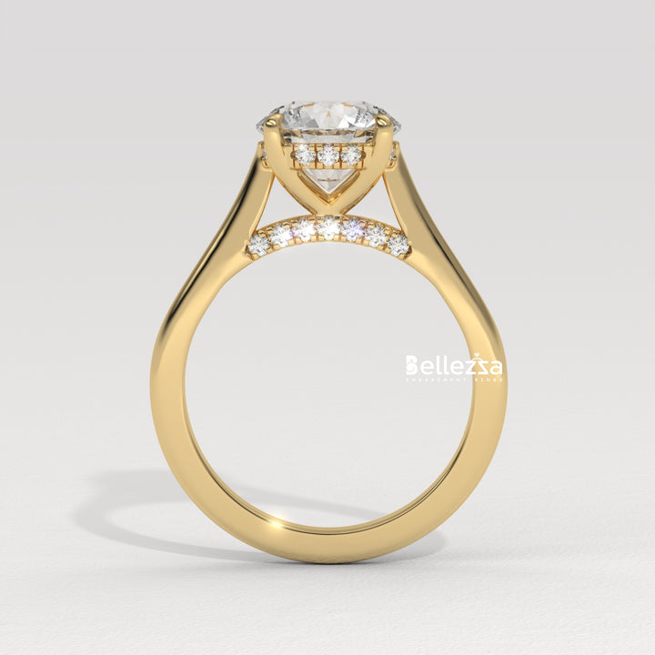 1.0-2.0CT Round Cut Lab Grown Diamond Hidden Halo Engagement Ring