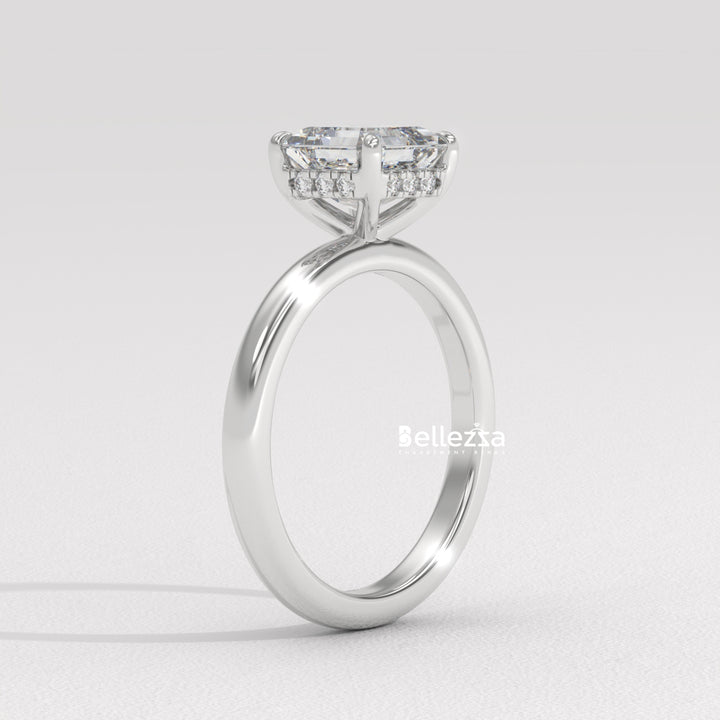 1.50-2.50CT Asscher Cut Diamond Hidden Halo Lab Grown Engagement Ring