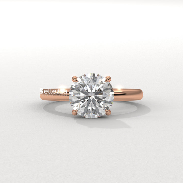 1.0-2.0CT Round Cut Hidden Halo Lab Grown Engagement Ring