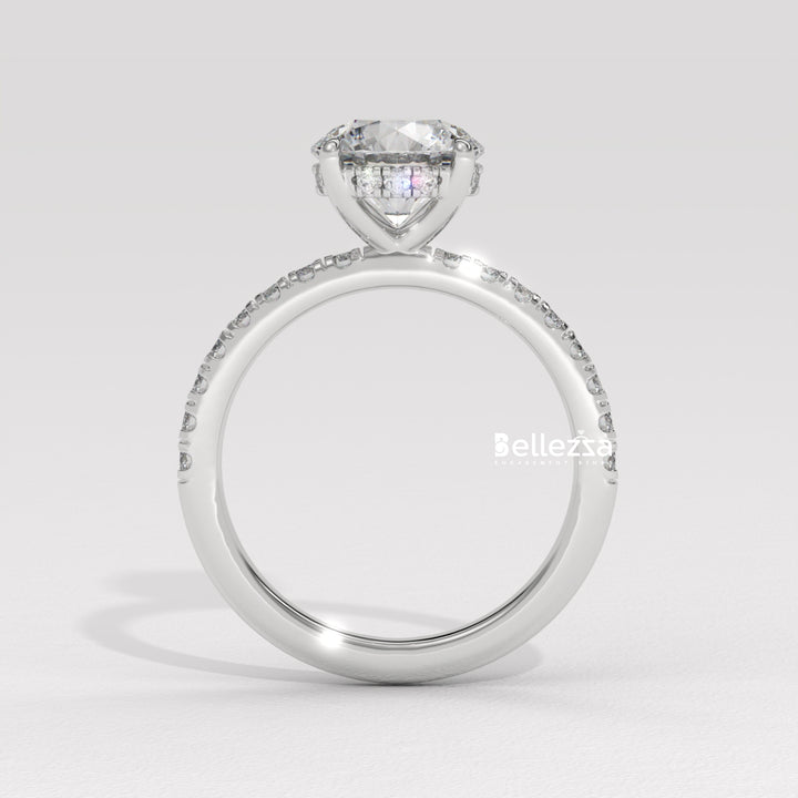 1.50-2.50CT Round Cut Hidden Halo Lab Grown Engagement Ring