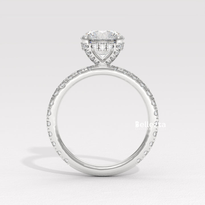 1.50-2.50CT Round Cut Lab Grown Diamond Pave Setting Engagement Ring