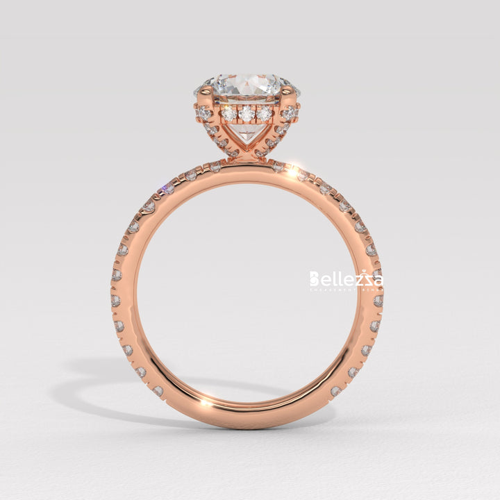 1.50-2.50CT Round Cut Lab Grown Diamond Pave Setting Engagement Ring