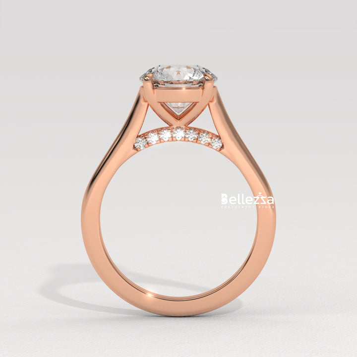 1.0-2.0CT Round Cut Hidden Diamond Lab Grown Engagement Ring