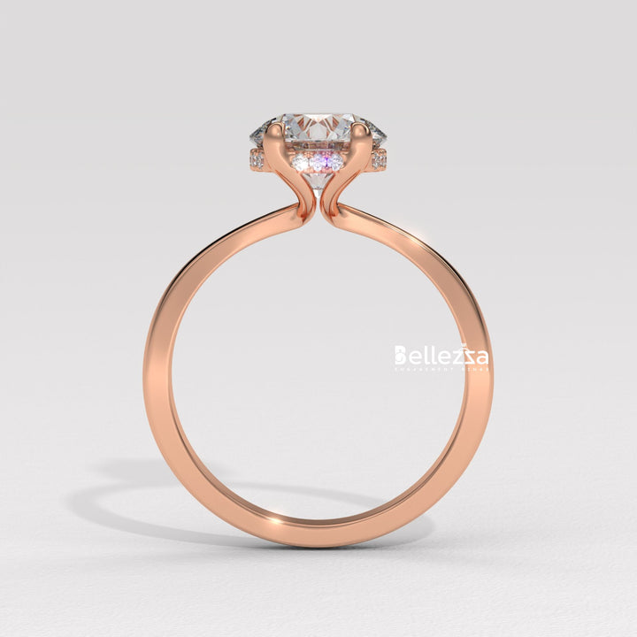 1.0-2.0CT Round Cut Hidden Halo CVD Diamond Engagement Ring