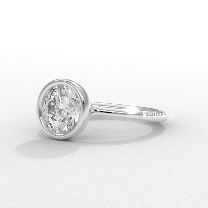 1.50-2.50CT Round Diamond Bezel Setting Lab Grown Engagement Ring
