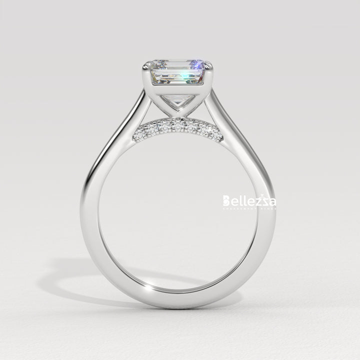 1.0-2.0CT Asscher Cut Solitaire CVD Diamond Engagement Ring