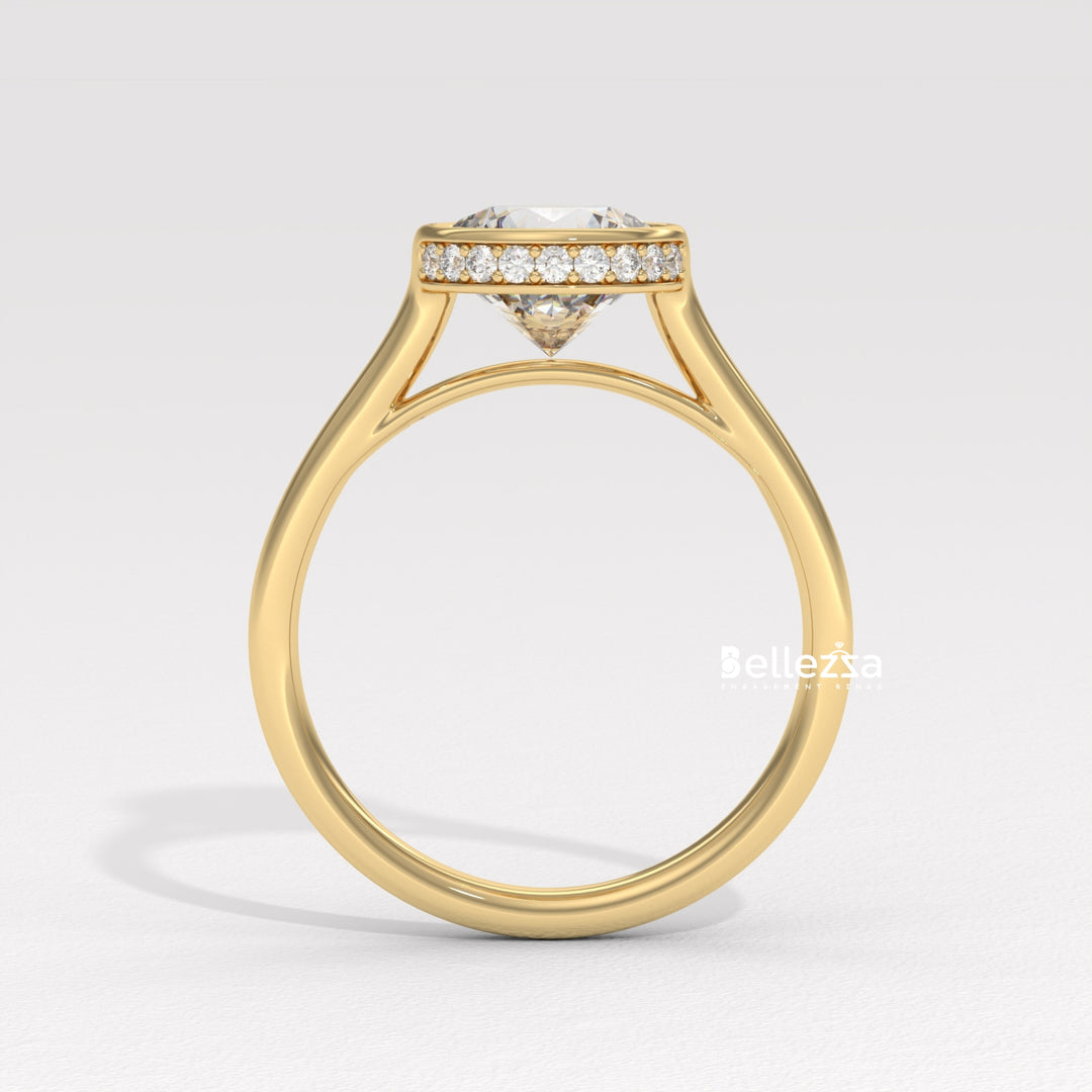 1.50-2.50CT Round Diamond Bezel Setting Lab Grown Engagement Ring