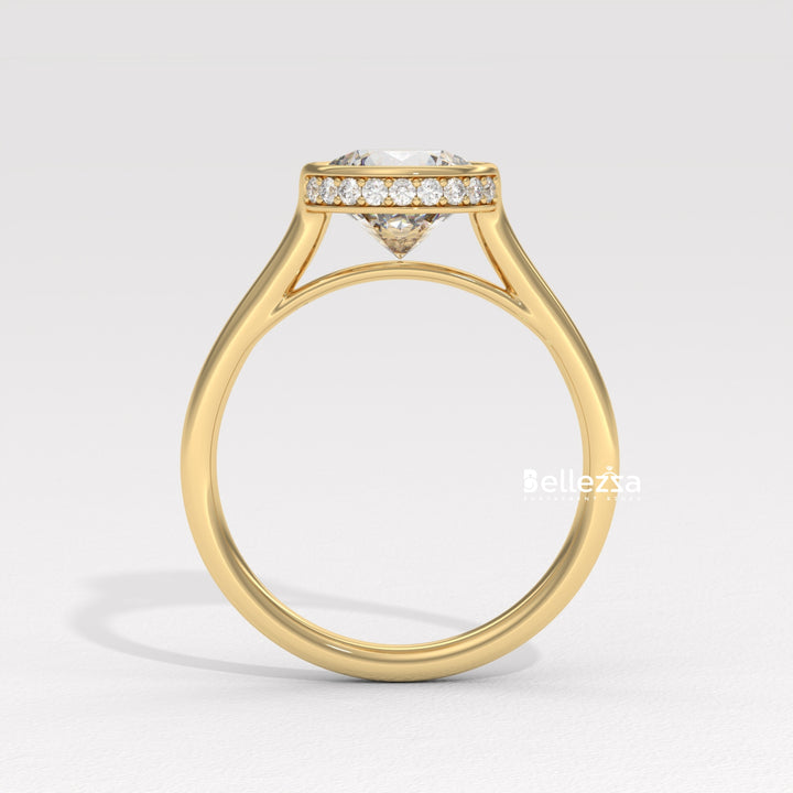1.50-2.50CT Round Diamond Bezel Setting Lab Grown Engagement Ring