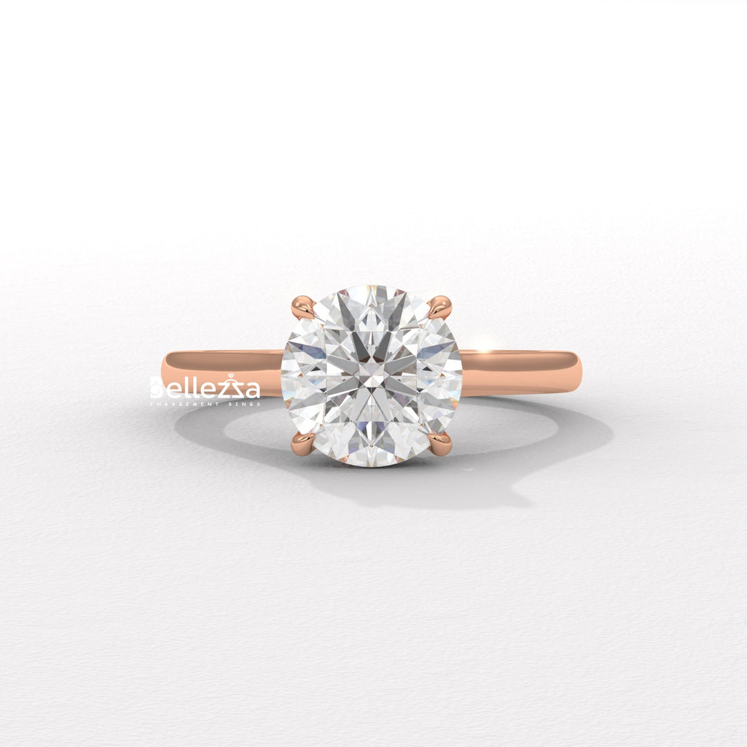 1.0-2.0CT Round Cut Hidden Diamond Lab Grown Engagement Ring