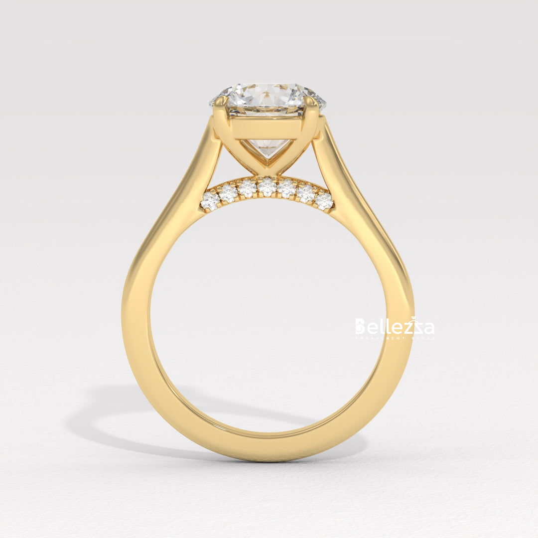 1.0-2.0CT Round Cut Hidden Diamond Lab Grown Engagement Ring