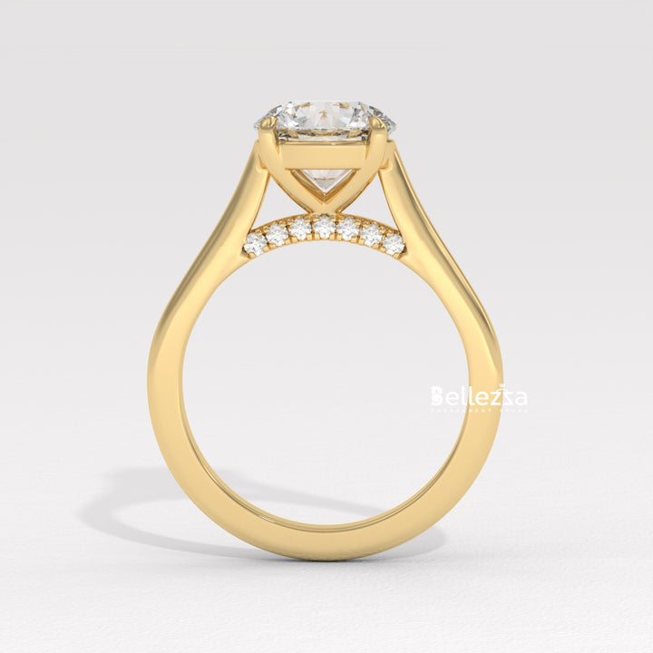 1.0-2.0CT Round Cut Hidden Diamond Lab Grown Engagement Ring