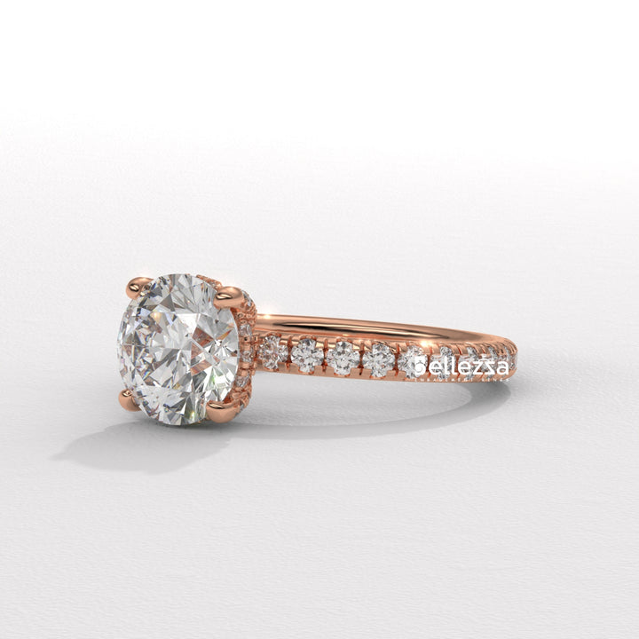 1.50-2.50CT Round Cut Lab Grown Diamond Pave Setting Engagement Ring