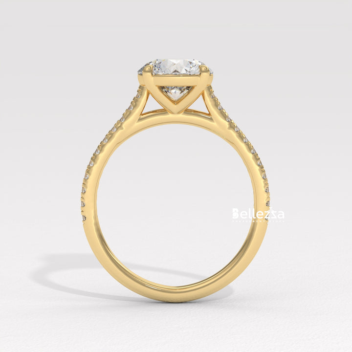 1.50-2.50CT Round Diamond Pave Setting Lab Grown Engagement Ring
