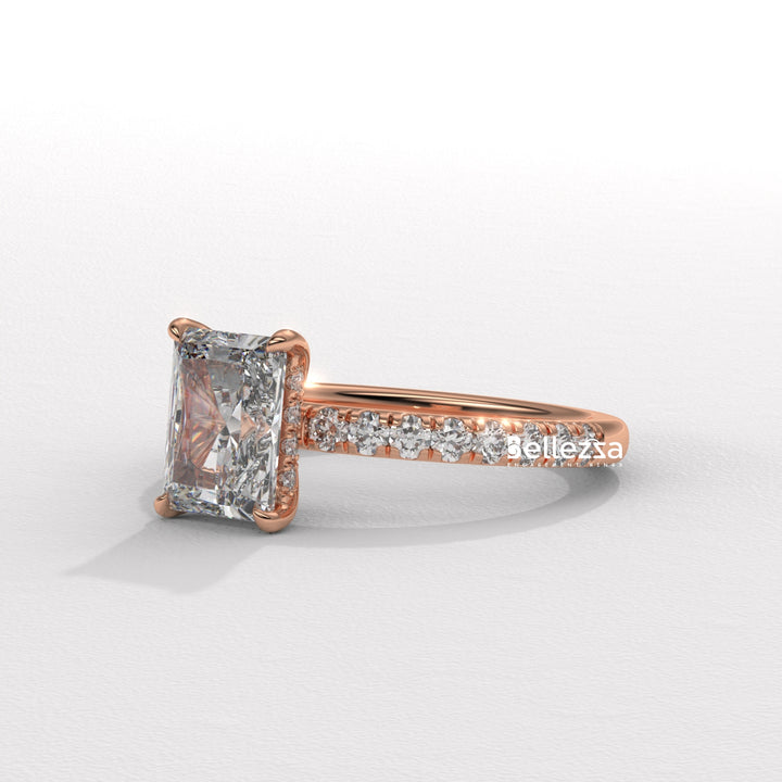 1.50-2.50CT Radiant Cut Hidden Halo Lab Grown Engagement Ring