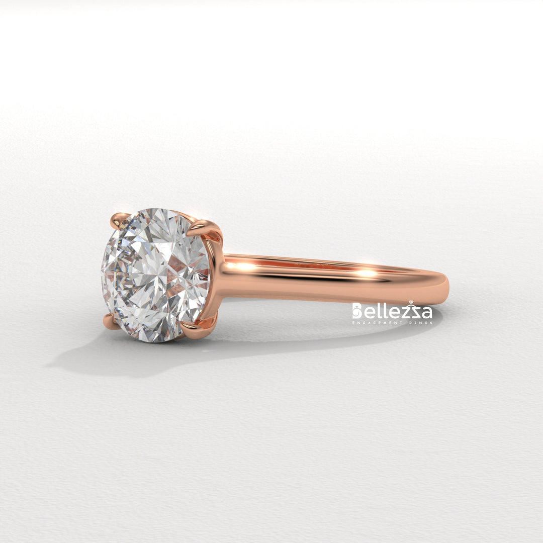 1.0-2.0CT Round Cut Hidden Diamond Lab Grown Engagement Ring