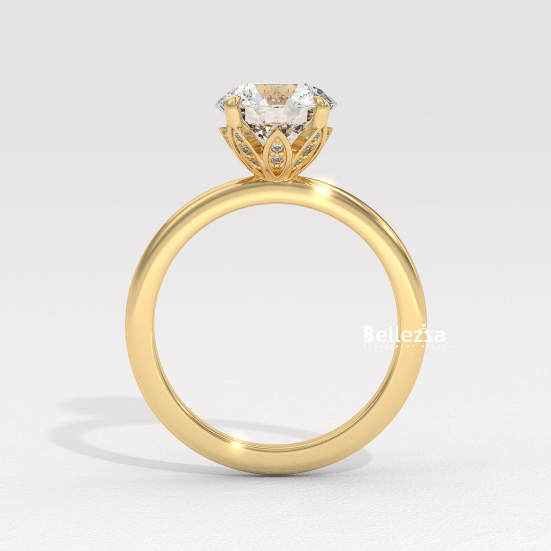 1.50-2.50CT Round Cut Hidden Diamond Lab Grown Engagement Ring