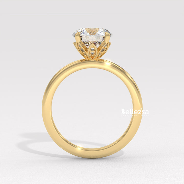1.50-2.50CT Round Cut Hidden Diamond Lab Grown Engagement Ring
