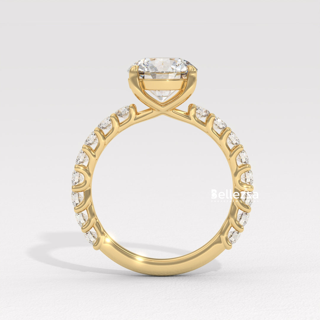 1.50-2.50CT Round Cut Pave Setting Lab Grown Engagement Ring