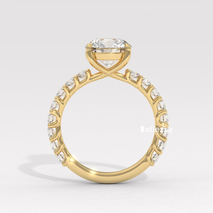 1.50-2.50CT Round Cut Pave Setting Lab Grown Engagement Ring