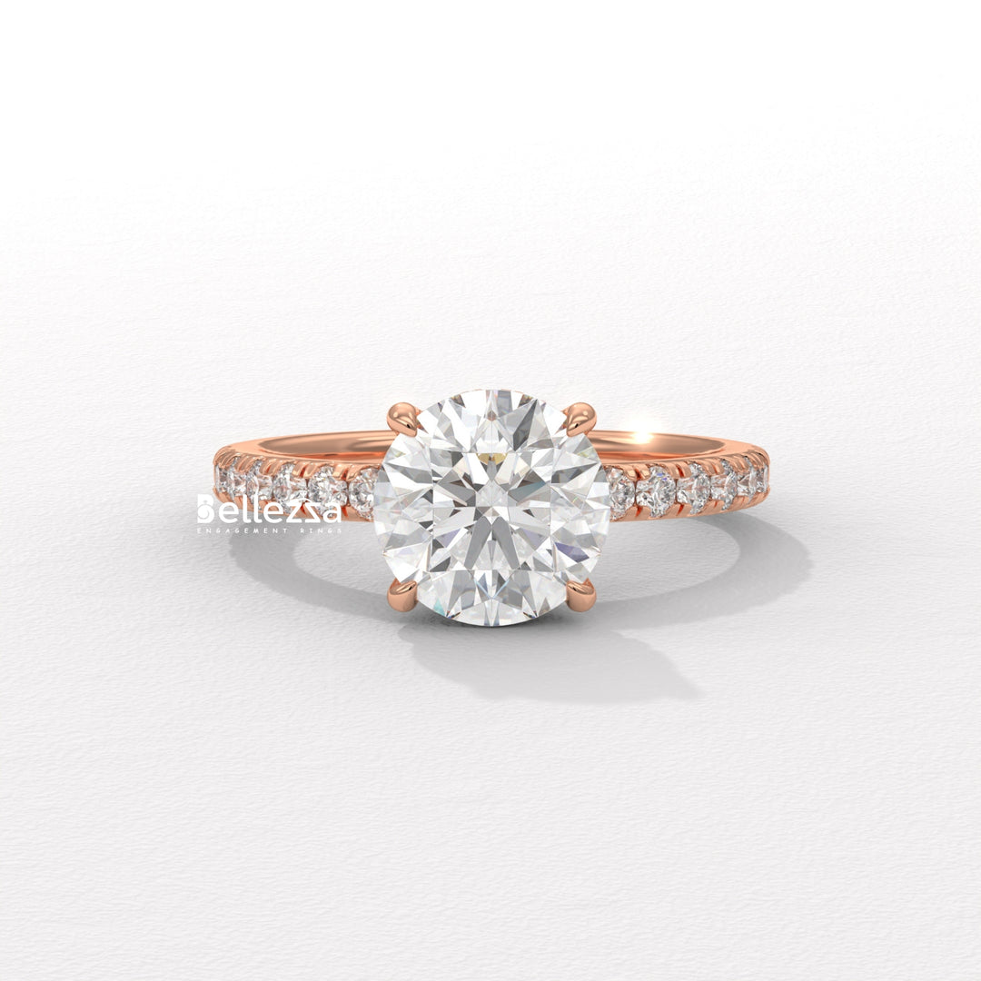 1.50-2.50CT Round Cut Hidden Halo Lab Grown Engagement Ring