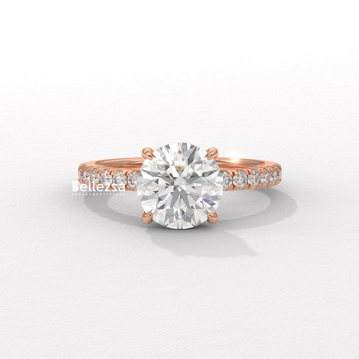 1.50-2.50CT Round Cut Hidden Halo Lab Grown Engagement Ring