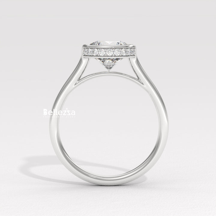 1.50-2.50CT Round Diamond Bezel Setting Lab Grown Engagement Ring