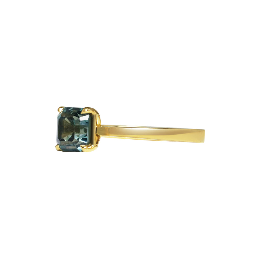 1.50CT Teal Sapphire Asscher Cut Solitaire Setting Lab Grown Engagement Ring