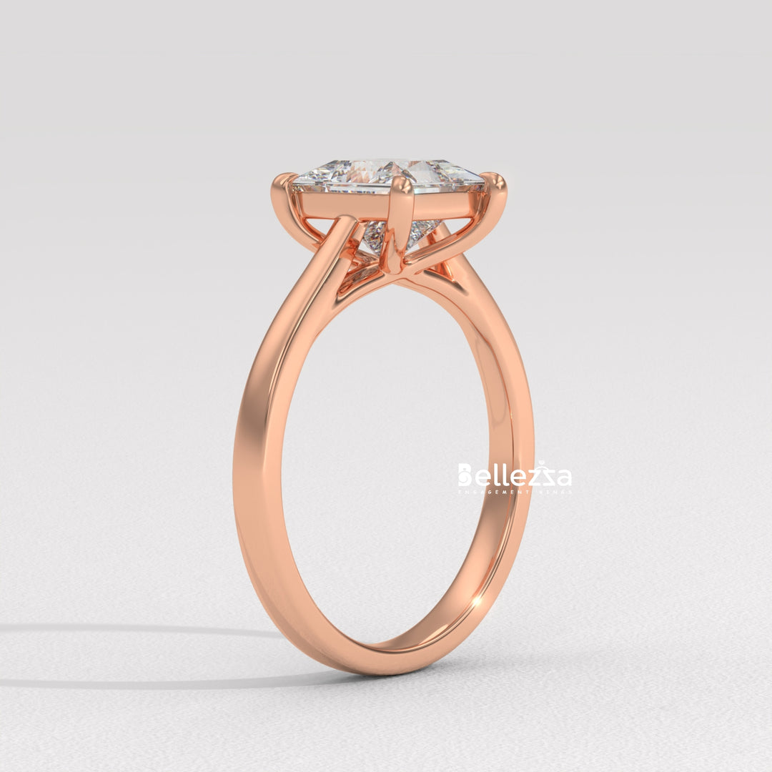 1.0-2.0CT Princess Diamond Solitaire Setting Lab Grown Engagement Ring