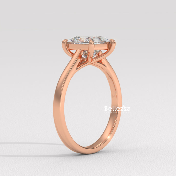 1.0-2.0CT Princess Diamond Solitaire Setting Lab Grown Engagement Ring