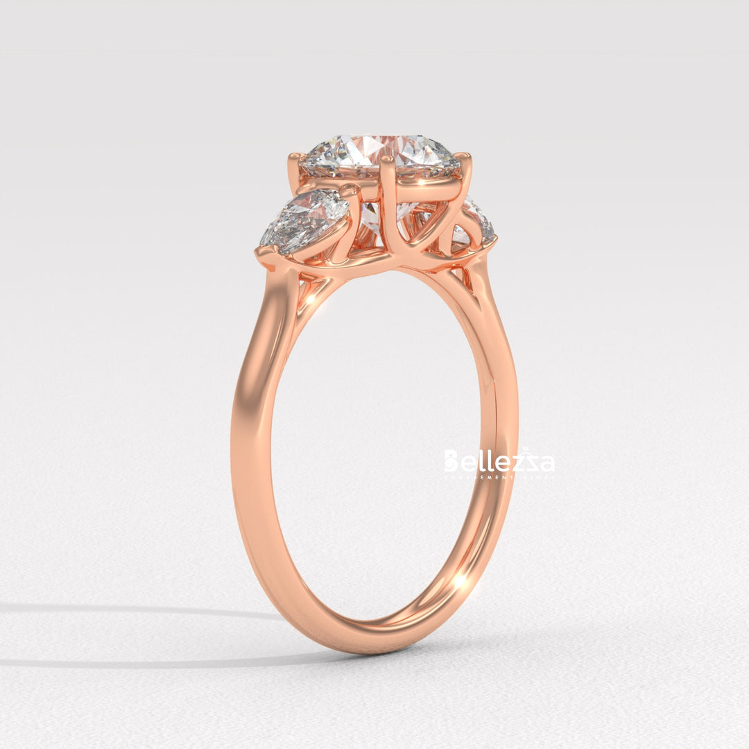 1.50-2.50CT Round Diamond Three Stone Lab Grown Engagement Ring